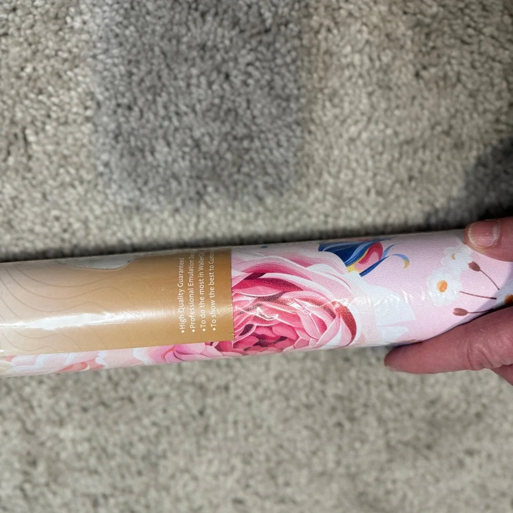 Wallcraft Pink Roses Shelf Wallpaper‎ Peel and Stick 17.5x118 Inches 2 rolls
